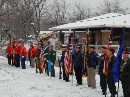 Units assemble in front of Legion Post for Pearl Harbor Ceremony